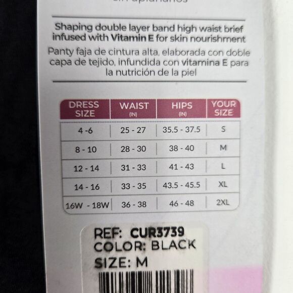 Curveez CUR3739 Size Medium Black Signature Control High Waist Brief Firm NWT - Picture 3 of 5